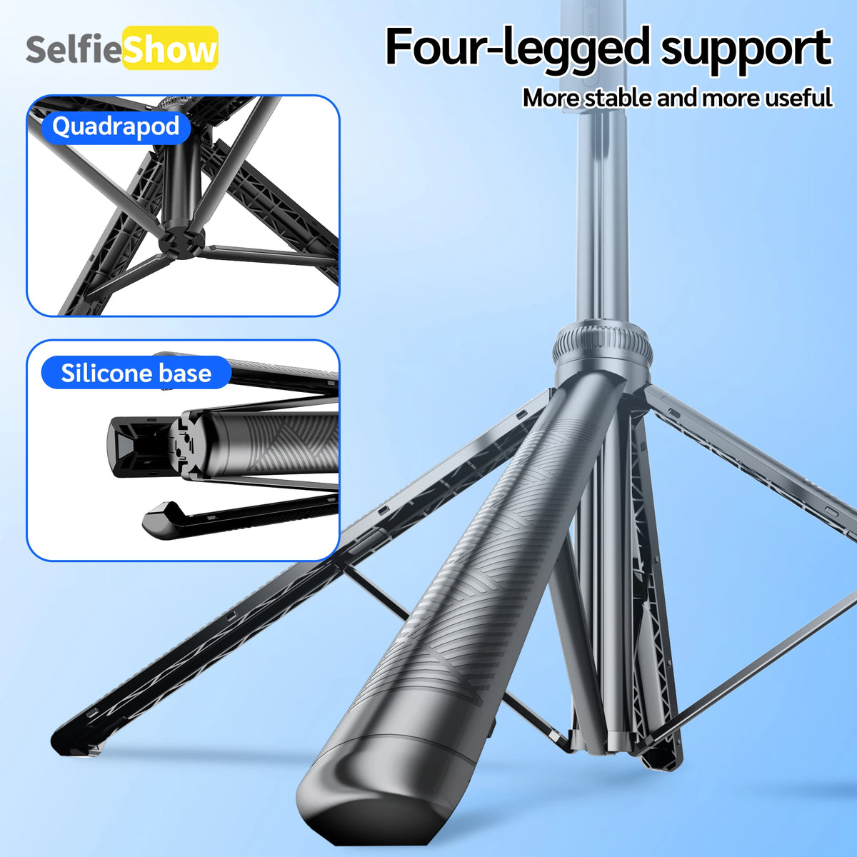 C17 Tripod 360°Auto-Rotation AI Tracking Remote Control Bluetooth Shooting Quadrapod Selfie Stick Stabilizer Optional Fill Light