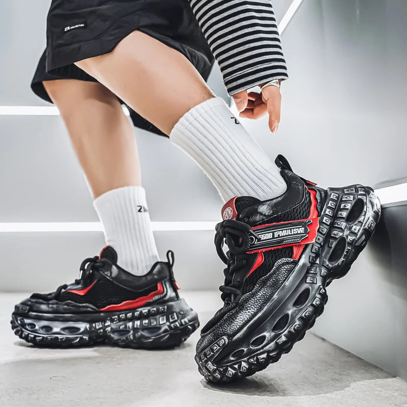 Men's Spring Summer Breathable Mesh Sports Shoes Casual Increased Height Thick Bottom Dad Shoes Wear-Resistant Rubber Sole