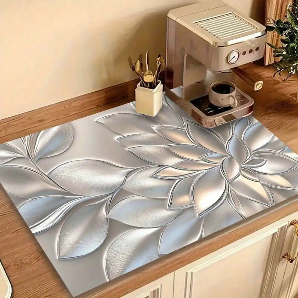 A Protective Mat for a Stove Cover, Featuring a 2D Golden Three-Dimensional Petal Pattern Design, Stylish,...
