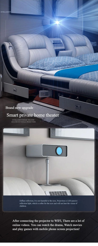 Modern Luxury Bedroom Furniture Smart Electric Massage Up-holstered Beds king Size Double Bed Mattress Plus Frame with...