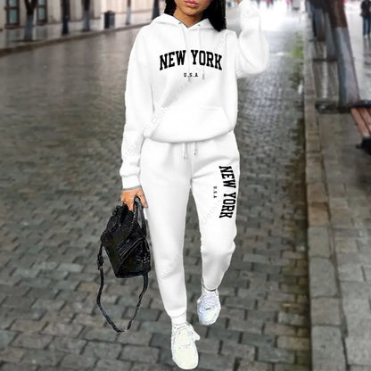 NEW YORK Women's Tracksuit Autumn Winter Hoodies Trousers 2PCS Suit Sports Jogging Street High quality Clothes Women...
