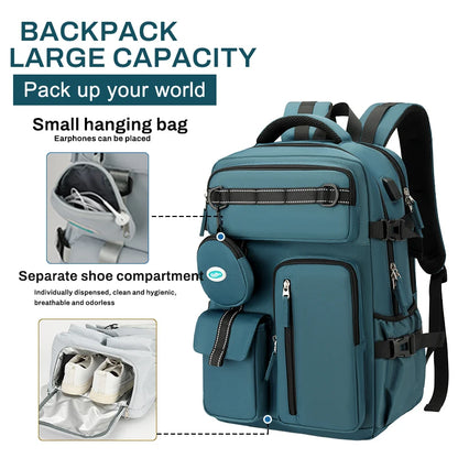 Fashionable large capacity multi pocket multifunctional outdoor travel backpack, handbag hiking bag suit