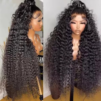 Deep Wave 360 HD Lace Frontal Invisi Strap Human Hair Wig 230 Density Water Curly Transparent 13X6 Full Lace For Women 34 Inch