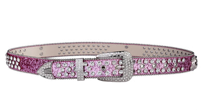 Rhinestone SkullBelt Western Cowgirl Belts For Women Girls Studded PU Leather Country Belt