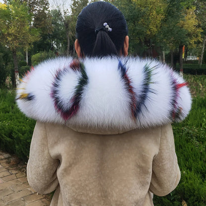Super Large 100% Real Fox Fur Collar Hood Decor Fur Collar For Down Coat Women Winter Warm Fur Scarf Shawl Luxury