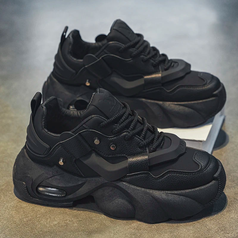 Men's Thick-soled Height-increasing Casual Sports Shoes, Low-top Lace-up Style, Wear-resistant Sole, Comfortable and Anti-slip,