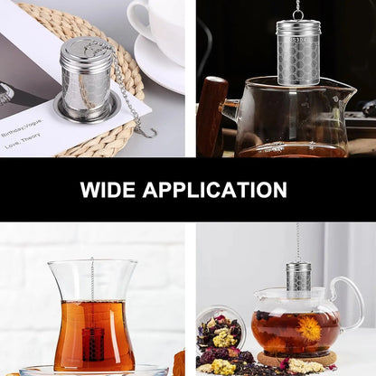 304 Stainless Steel Tea Strainers Set: Extra Fine Mesh Tea Infuser for Loose Leaf Tea - Updated Slim Threaded Lid for Black Tea