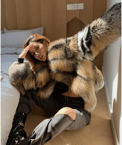 2023 New Real Natural Silver Fox Fur Coat Women Highend Quality Genuine Women Winter Luxury Female Jacket OuterwearLong Sleeve