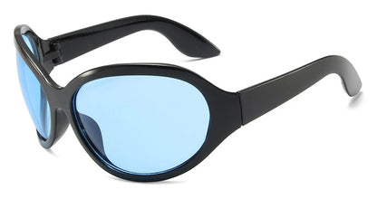 Oversized Y2K Sunglasses Women Lady Trendy Big Frame Vintage Wrap Around Glasses Fashion Punk Silver Shades - Kimlud