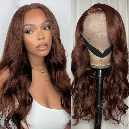 Body Wave HD Lace Front Human Hair Wigs 13x4 13x6 Chocolate Brown 200 Density HD Lace Frontal Wig Pre Plucked Wigs long...