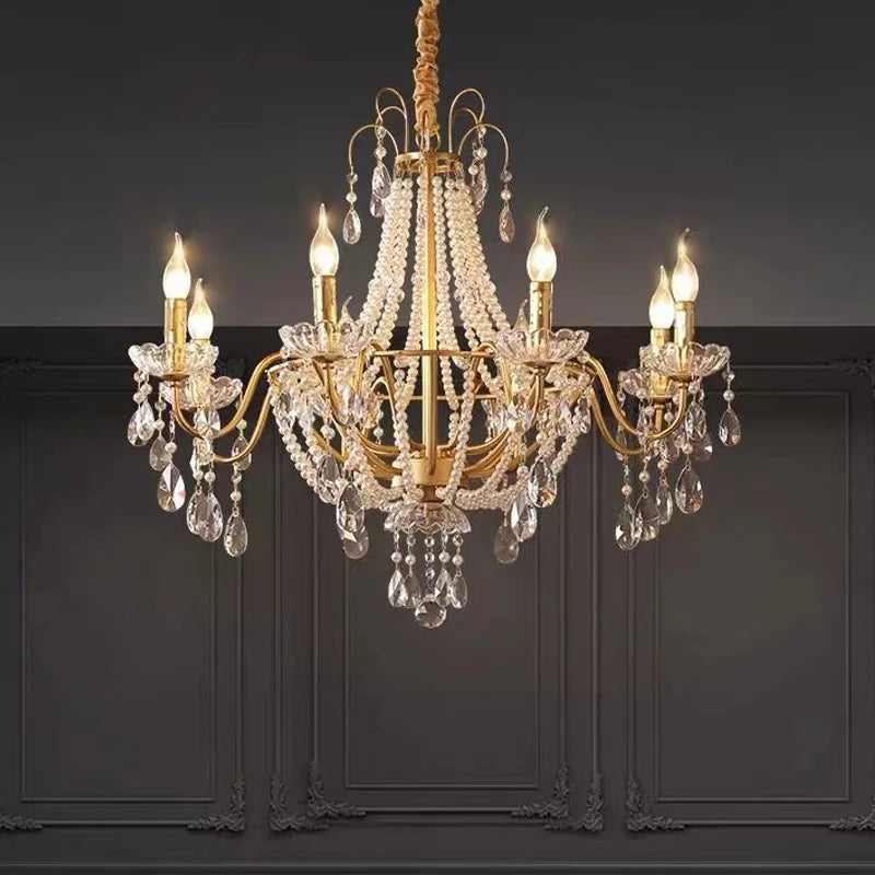 French Luxury Crystal Pendant Lights Ceiling Pendant Lamp Suspension Chandelier for Living Room Chandeliers Ceiling Light Lustre - Kimlud