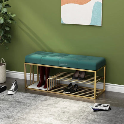 Door Ottomans Light Luxury Cushioned Bench Nordic Iron Art Shoe Changing Stools Modern Bed End Stool Home Living Room Furniture - Kimlud