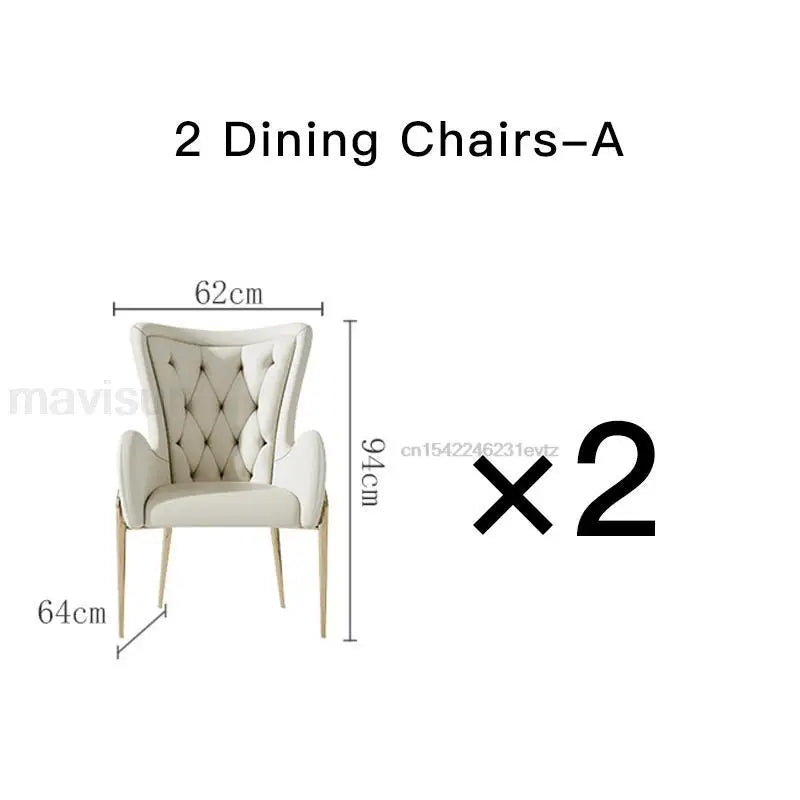 Luxury White Marble Dining Table And Chair Combination Rectangular Kitchen Tables Italian Type Large Concise Modern Furniture - Kimlud