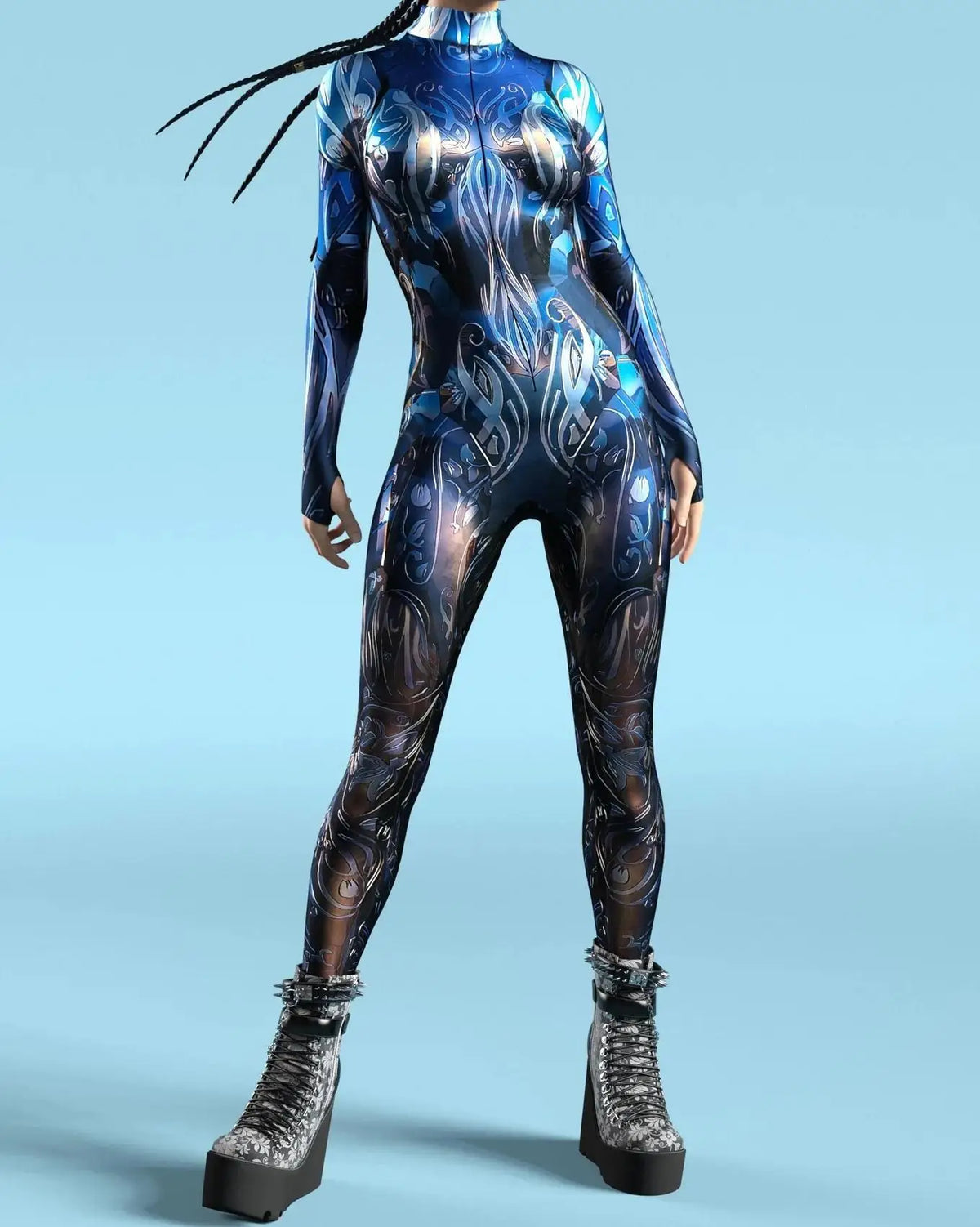 Women Cyber Armor 3D Printing Bodysuit Halloween Carnival Punk Cosplay Zentai Suit Festival Jumpsuit Party Morphsuit Rave Outfit - Kimlud