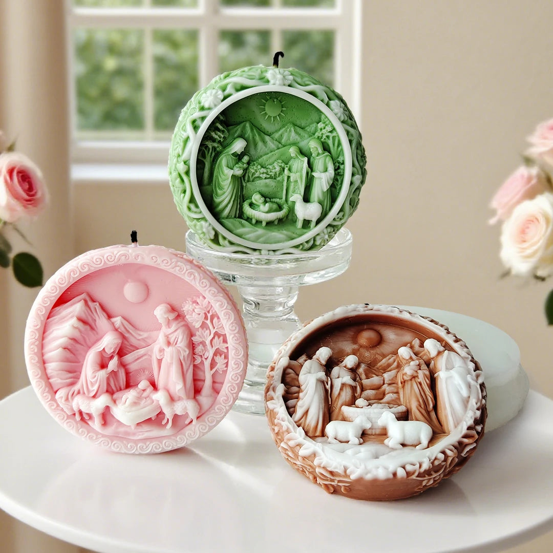 DIY Jesus Family Aroma Candle Silicone Mold Handmade Soap Plaster Epoxy Ornament Mold Chocolate Biscuit Baking Mould