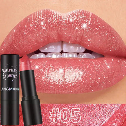 Nude Gray Metallic Lipstick Glitter Diamond Waterproof Long-Lasting Lip Gloss High Pigment Shiny Sparkling Pearl Lip Tint Makeup - Kimlud
