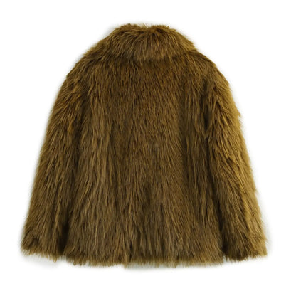 European And American Style Autumn And Winter New Women's Clothing High-end Artificial Fur Effect Lapel Short Jacket