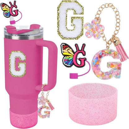 Accessories for Stanley Cup 40oz 30oz Letter Charms for Handle Silicone Boot,Straw Cover Topper & Sticker Charms