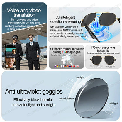 For Xiaomi Smart Glasses AI Intelligent Translation Wireless Bluetooth Real-time Simultaneous Interpretation Headset Sunglasses