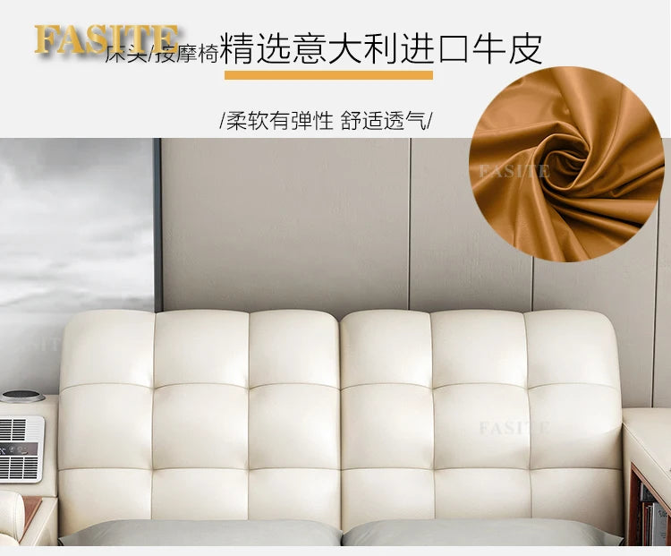 Genuine Leather Tech Smart  Multifunctional Beds Massage Modern Luxury Camas Upholstered With Bluetooth Speaker,Air Cleaner