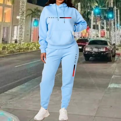 New Women's Sets Hoodie and Pants PARIS Letter Print High Quality Sports Suit Spring Autumn Aesthetic Activewear Women Clothing