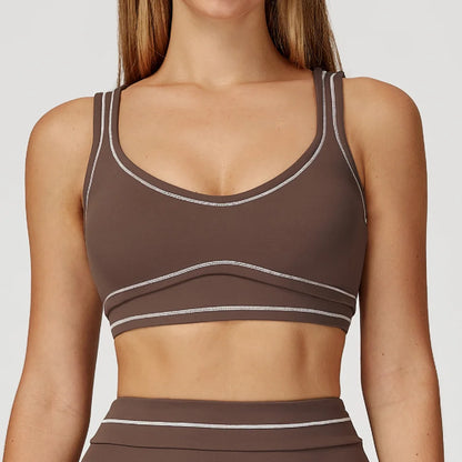 Breathable Yoga Bra Color Contrast Sports Bra Shockproof Gym Fitness Underwear High Strength Workout Top Female Sports...
