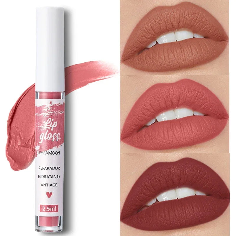 Rose Red Matte Liquid Lipstick Makeup Lip Glaze Moisturizing Waterproof Durable Lip Mud Non-stick Cup Lip Gloss Makeup...