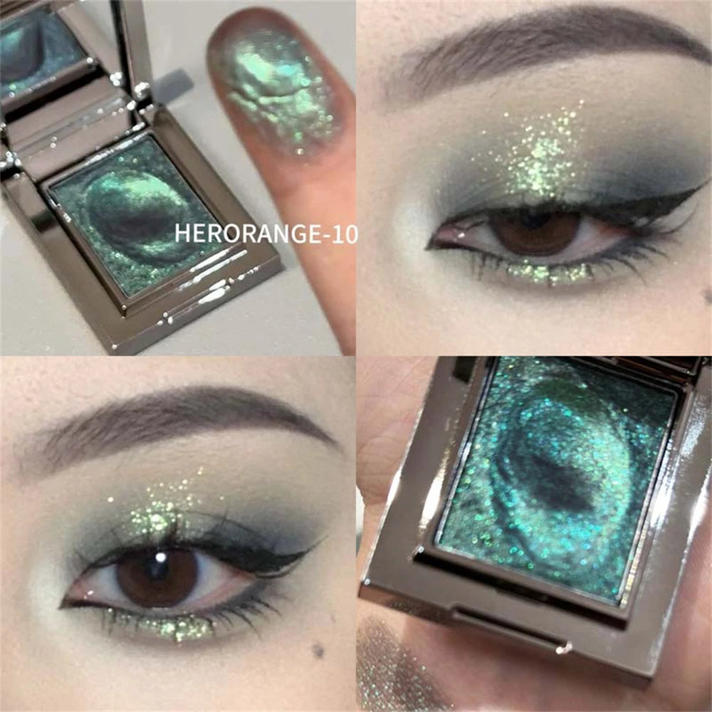 Metallic Glitter Eyeshadow Cream Sparkling Mousse Shimmer Highlighter Pressed Pigments Punk Purple Pearlescent Eyeshadow...