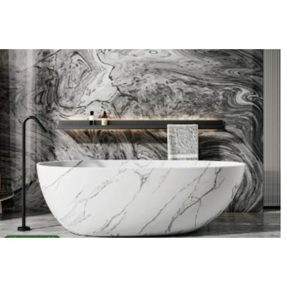 Large Modern Freestanding Solid marble imitation Natural Stone Bathtub With Drainer Square Soaking Tub Bathroom Hotel Use