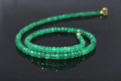 Natural Emerald Necklace 2-4mm Round Faceted Beryl Beads 20 Inch Handmade Strand | Kimlud Mid Range Jewelry