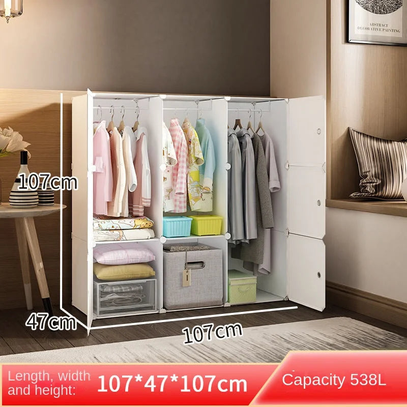 New Style Collapsible Bedroom Furniture Assemble Wardrobe Plastic Durable Clothes Cabinets Simplicity Large Space Storage Locker - Kimlud