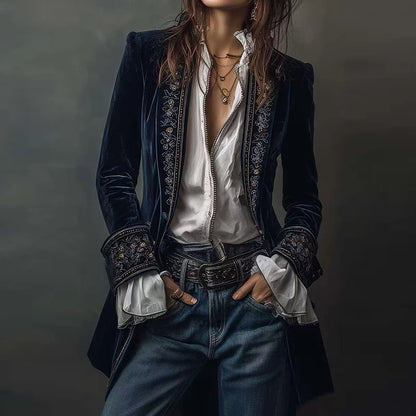 New V Neck Patchwork Elegant Chic Jackets, Women Spring Autumn Long Sleeve Fashion Coat, Casual Simple Ladies Cardigan Outerwear