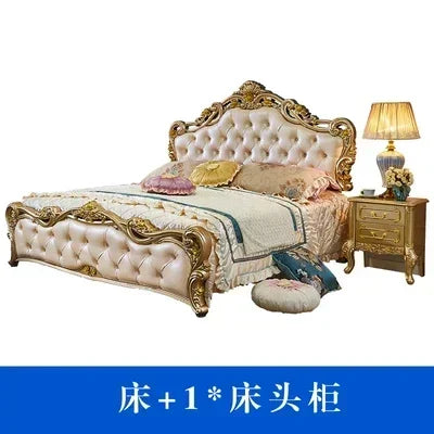 Luxury Human Bedroom Set Wooden Sleeping Letti E Mobili Nordic Furniture Large Princess Master Bedroom Set Double Villa High - Kimlud