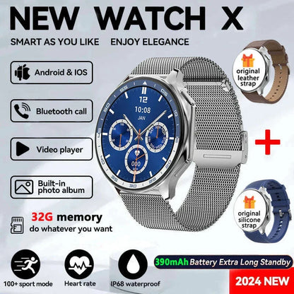 2025 New For Man DT Watch X Smart Watch Men 32GB Memory AMOLED HD Screen Bluetooth Call NFC Heart rate waterproof SmartWatch