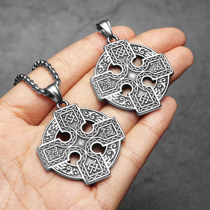 Retro Viking Celtic Knot Cross Men Necklaces With Pendant Stainless Steel Jewelry For Male Women Punk Hip Hop Accessories Gifts