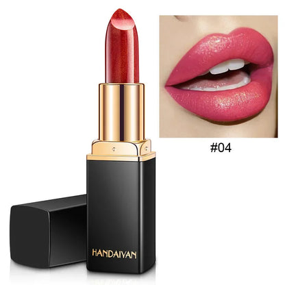 Handaiyan 9 Colors Glitter Matte Velvet Nude Lipstick Shimmer Sexy Red Pigments Makeup Long Lasting Waterproof Profissional