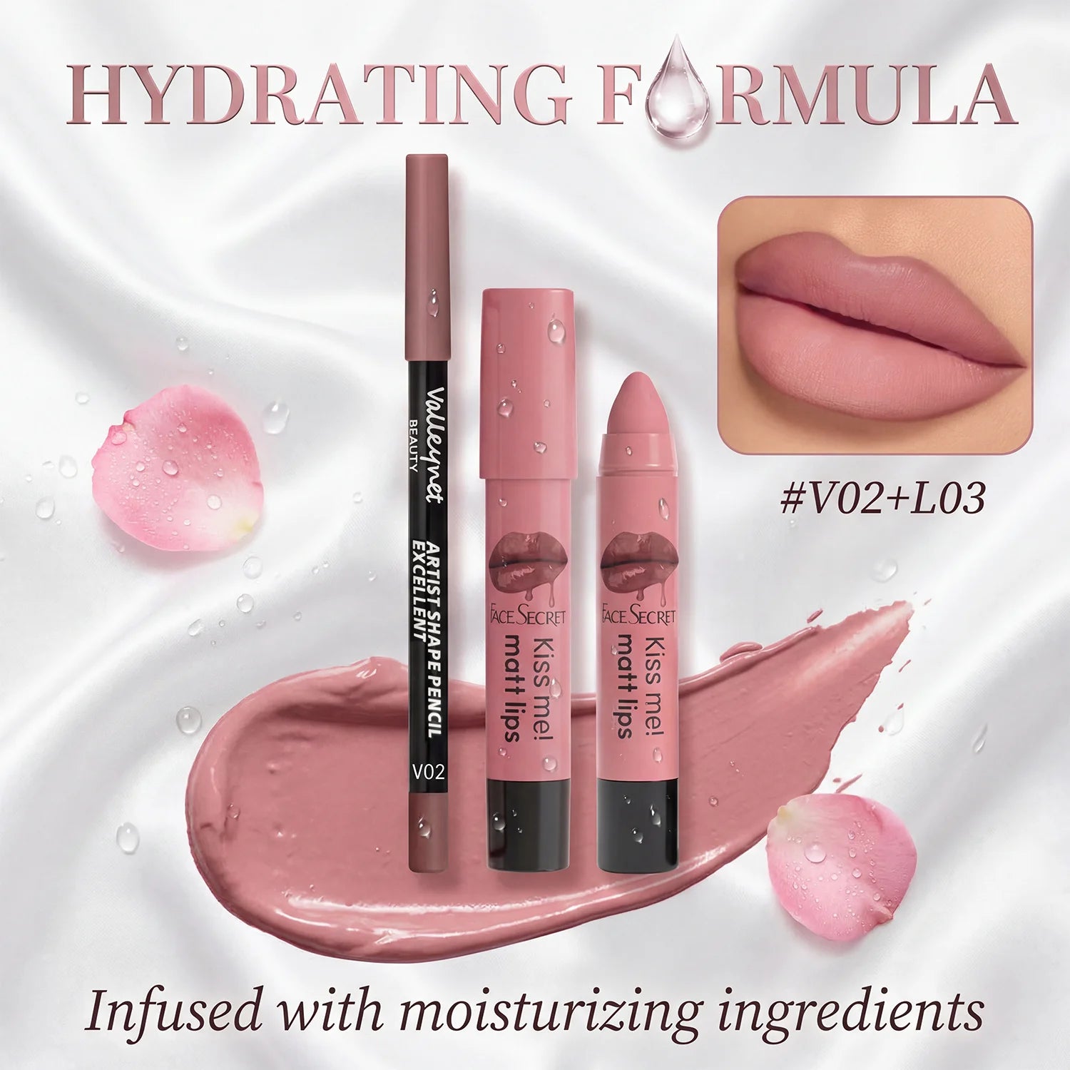 2pcs/Set Velvet Matte Finish Lipliner & Lipstick ,Waterproof,Precise Definition,Full Color,Natural Lip Enhancement Duo |...