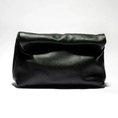 Personality roll-edge leather bag  lazy casual leather soft bag  Phone Women High Quality holding red large bag luxury designer