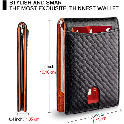 Rfid Leather Men Wallets Money Bag Slim Thin Card Holder Wallet Carbon Fiber Male Small Short Purse Black Billfold Walet Gifts