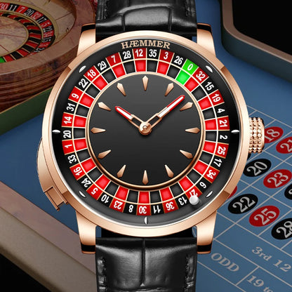 HAEMMER Men's Mechanical Watch Stainless Steel NH35 Watch Men's Push Button Roulette Rotating Sapphire Glass Watch Waterproof