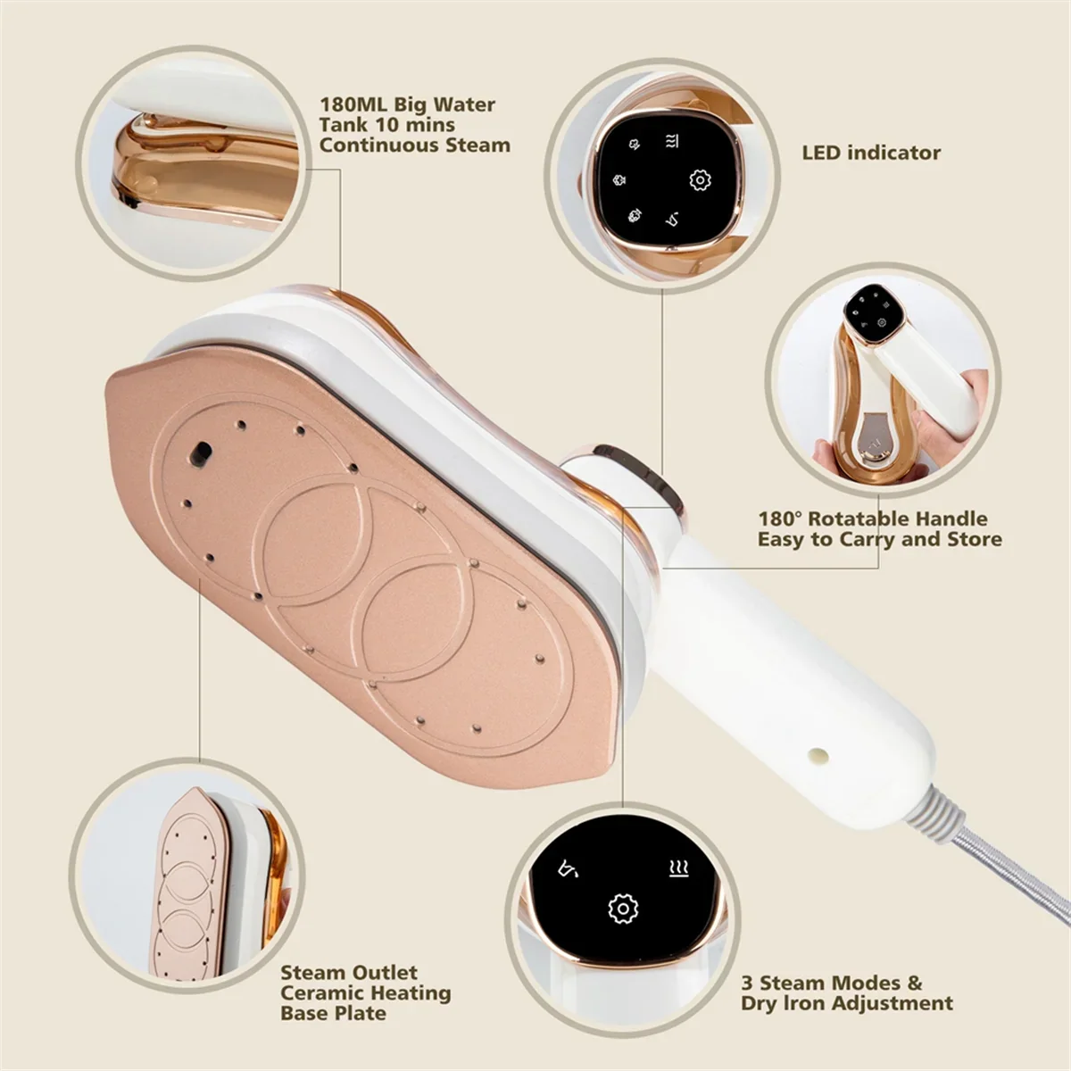 Travel Steamer for Clothes Portable Mini Ironing Machine Handheld Mini Steamer Garment Steamer for Home EU PLUG,B