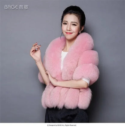 2025 Winter Faux Coats luxury fox fur imitation mink fur poncho bridal wedding dress shawl cape women vest fur coat 135-175CM