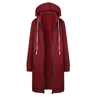 2025 Women's Autumn Winter ThickenHoodies Parkas Loose Hooded Jackets Zipper Pocket Maxi Size Sweatshirt Sports Dresses...