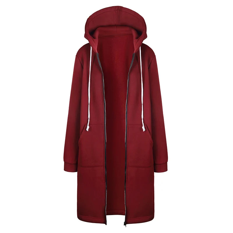 2025 Women's Autumn Winter ThickenHoodies Parkas Loose Hooded Jackets Zipper Pocket Maxi Size Sweatshirt Sports Dresses...