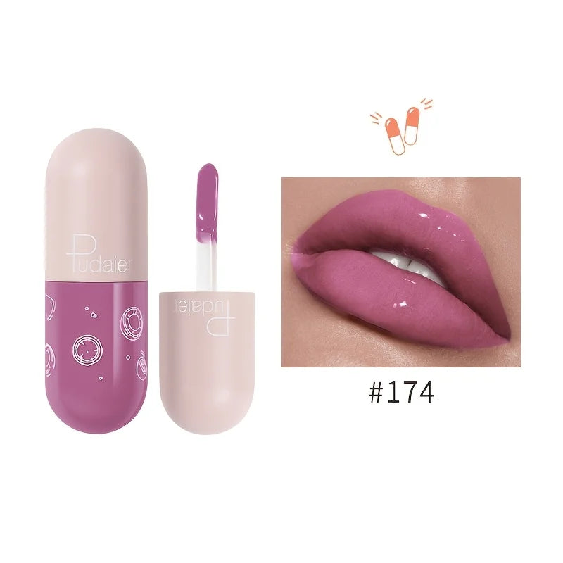 Capsule Mirror Lip Gloss, Water-Light High Shine, Non-Stick Cup, Long-Lasting, Moisturizing, Travel Size