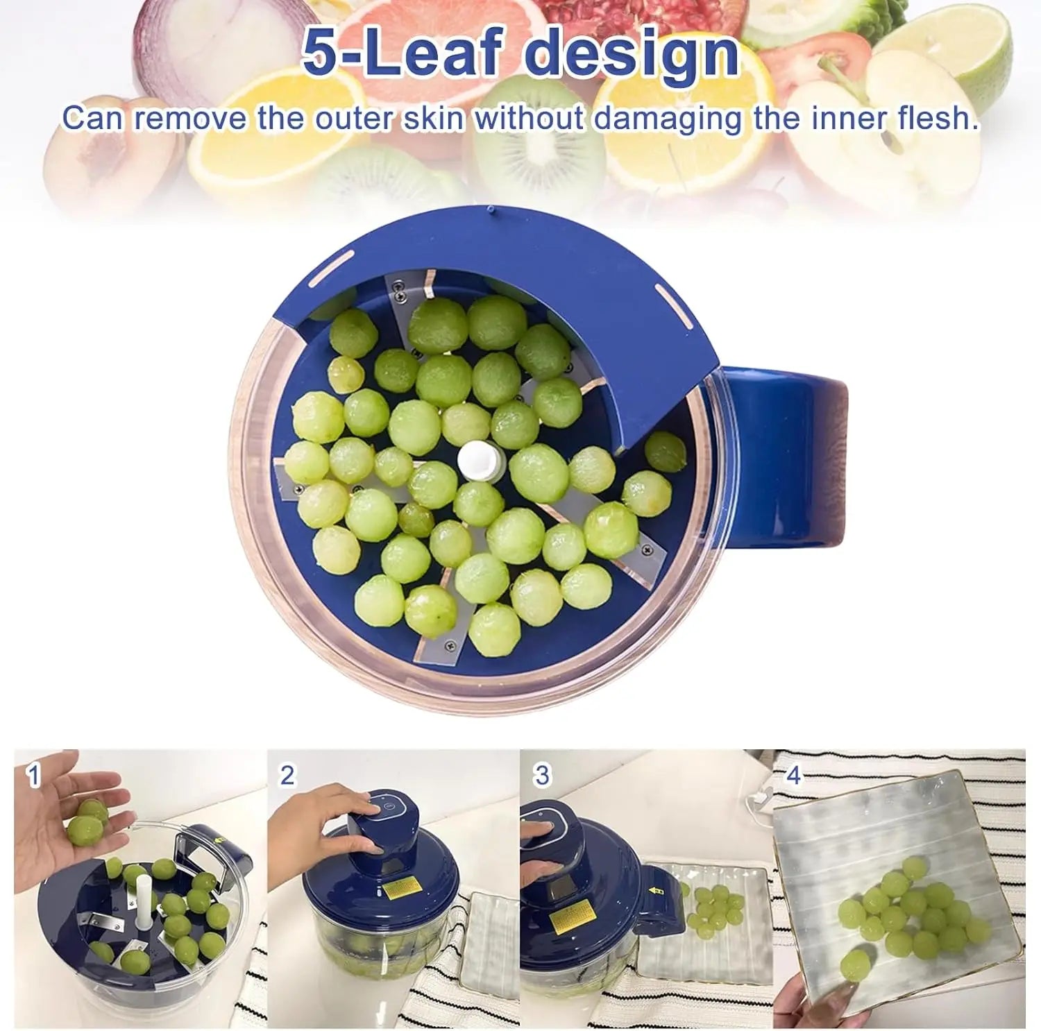 Electric Grape Peeler Machine(Rechargeable Garlic Peeler Skin Remover)Effortless Peeling for Grape,Veggie Time-Saving Tool
