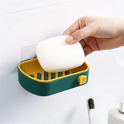 Suction Cup Soap Dish Box For Bathroom Shower Soap Holder with Drain Portable Leaf Shape Toilet Laundry Soap Rack Tray...