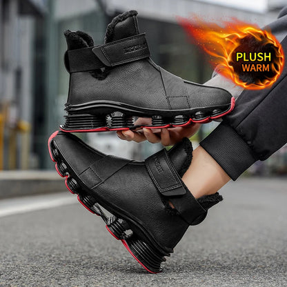Men's Waterproof Snow Boots with Plush Lining, Anti-Slip and Wear-Resistant Sneaker Sole, Warm Winter Casual Boots