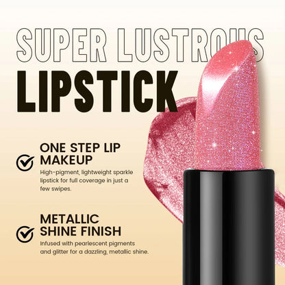 1 PC Glitter Lipstick, a pressable pearlescent lipstick, is very shiny like crushed diamond particles, smooth and long-lasting,