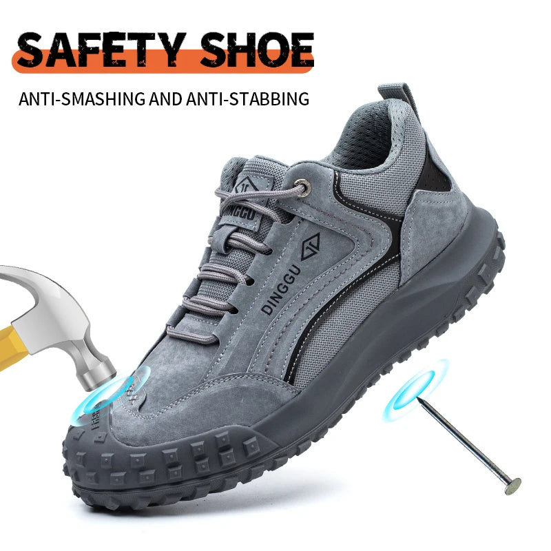 All-Season Men's Functional Work Shoes, Anti-Smashing, Wear-Resistant, Safety Labor Protection Shoes for Construction Sites and Workshops, Anti Smashing, Anti Piercing, Wear-Resistant Shoes with Steel Toe Caps, Safety Work Sh